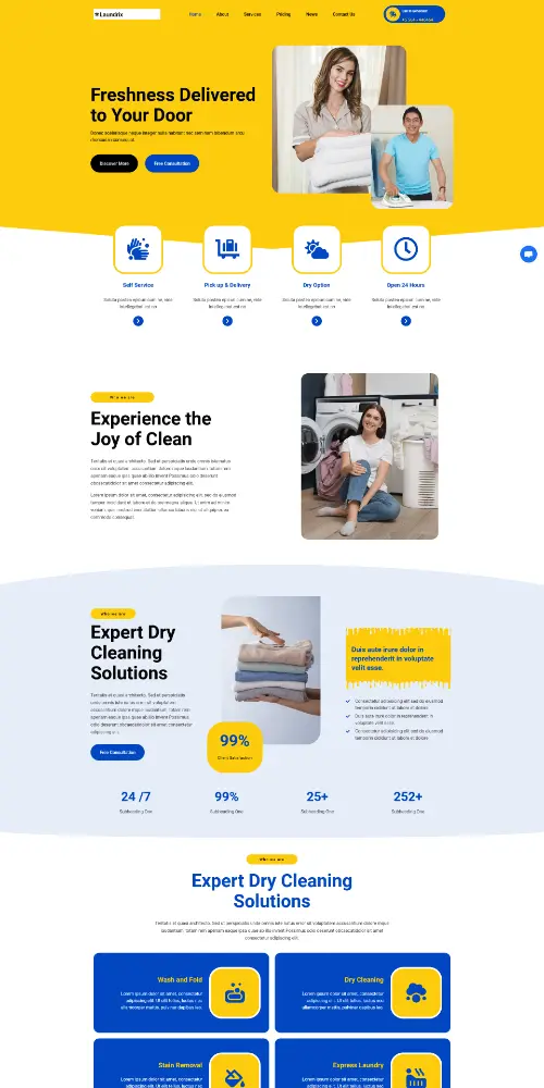 Laundrix Laundry Dry Cleaning Services Elementor Template Kit