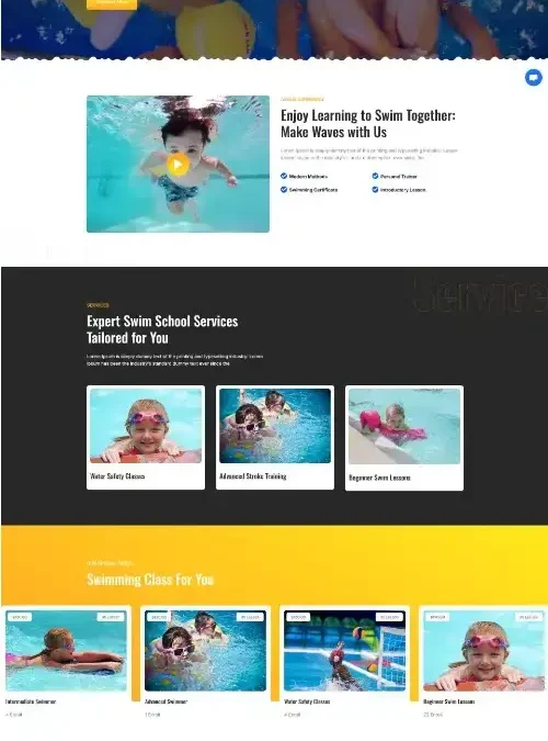 Swimxi Swimming School Course Divi Layout (Free)