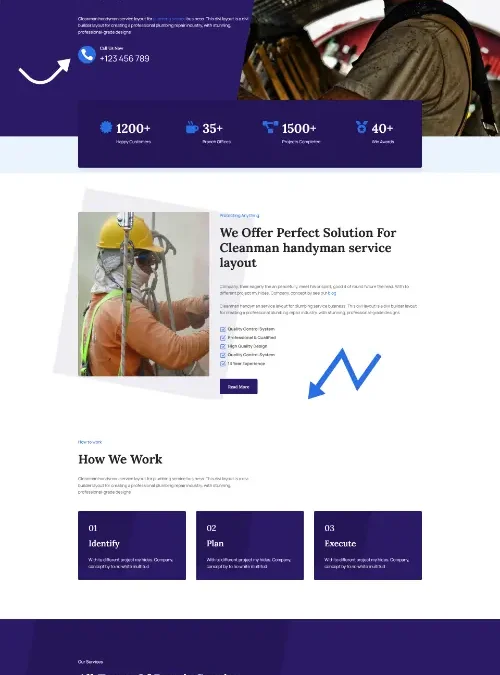 Cleanman Handyman Service Divi Layout