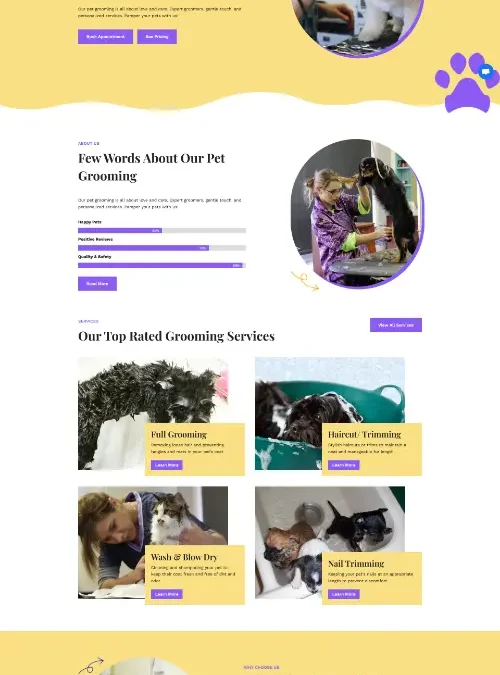 Pedogi Pet Grooming Divi Layout