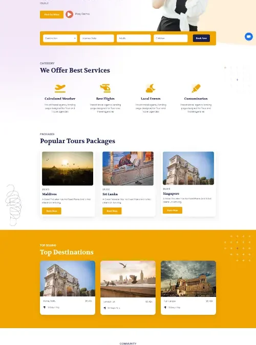 Travolt Travel Agency Landing Divi Layout