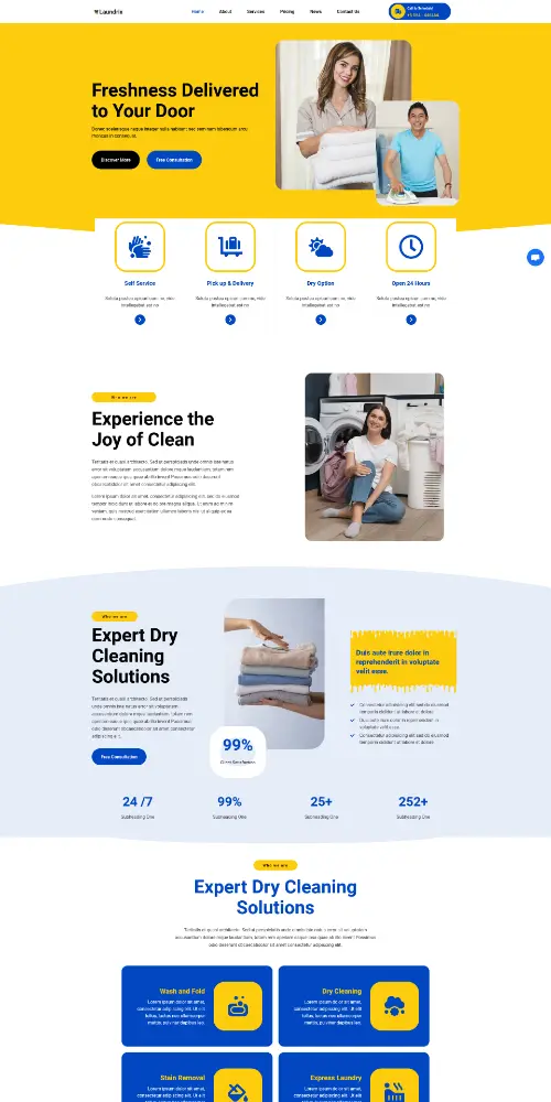 Laundrix Laundry Dry Cleaning Services Elementor Template Kit