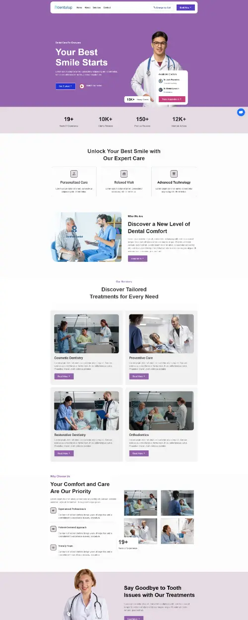 Dentalup Dentist Dental Care Elementor Template Kit