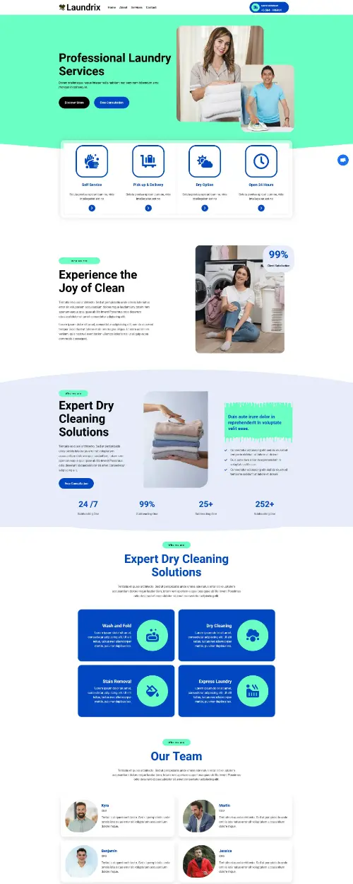 Laundrix Laundry Dry Cleaning Services Elementor Template Kit