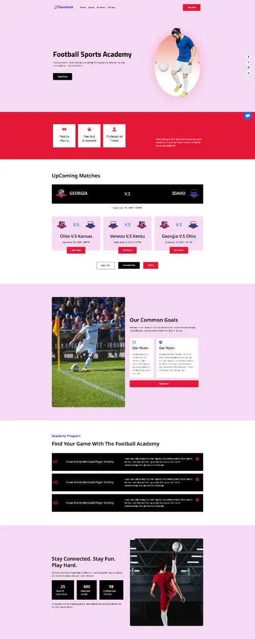 Tournum Football Sports Academy Elementor Template Kit